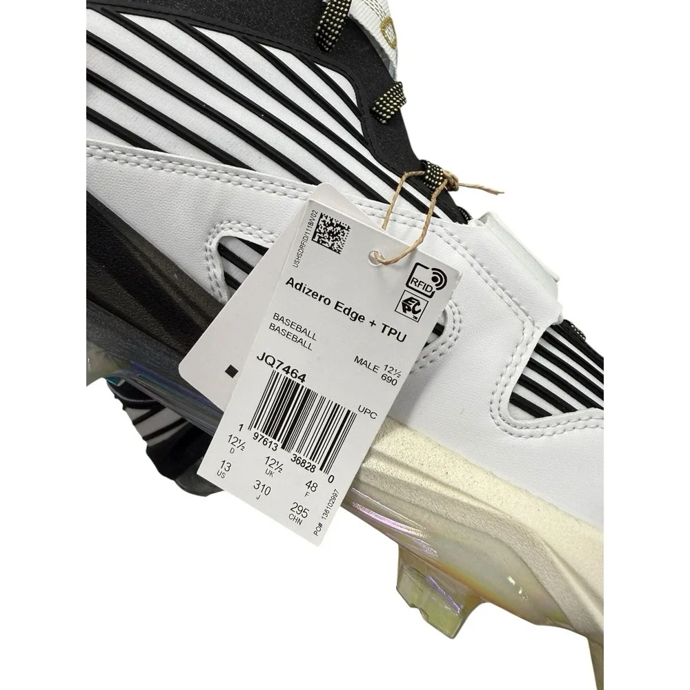 Size 13 - adidas Adizero Edge + TPU Black Gold Baseball Cleats JQ7464 Men's